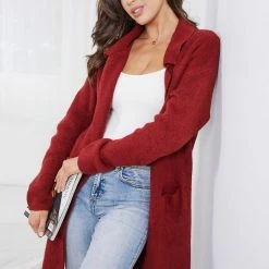 Miracle Fashion Decima Coatigan - Red CLOTHING 13 Miracle Fashion Decima Coatigan - Red CLOTHING