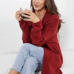 Miracle Fashion Decima Coatigan - Red CLOTHING 14 Miracle Fashion Decima Coatigan - Red CLOTHING