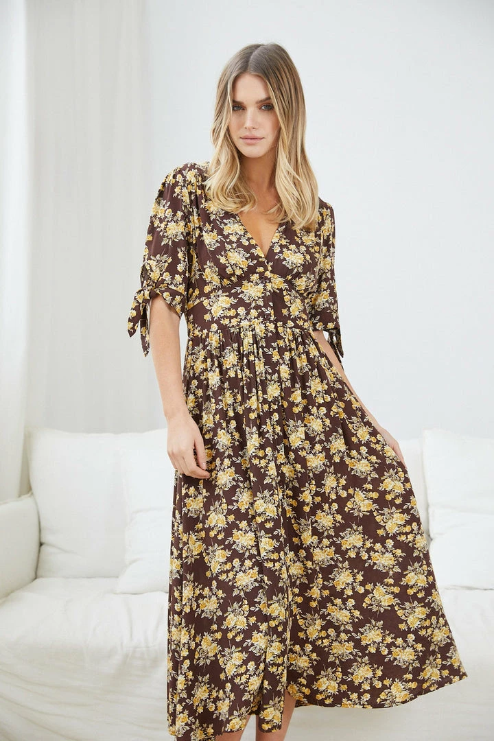 Miracle Fashion Delorece Dress - Chocolate Floral 6 Miracle Fashion Delorece Dress - Chocolate Floral