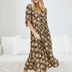 Miracle Fashion Delorece Dress - Chocolate Floral 13 Miracle Fashion Delorece Dress - Chocolate Floral