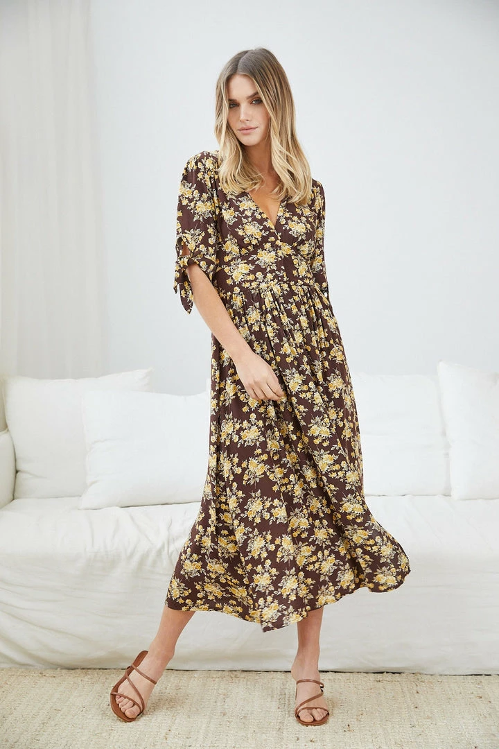 Miracle Fashion Delorece Dress - Chocolate Floral 7 Miracle Fashion Delorece Dress - Chocolate Floral