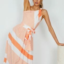 Reverse Dolores Dress - Orange Stripe CLOTHING 15 Reverse Dolores Dress - Orange Stripe CLOTHING