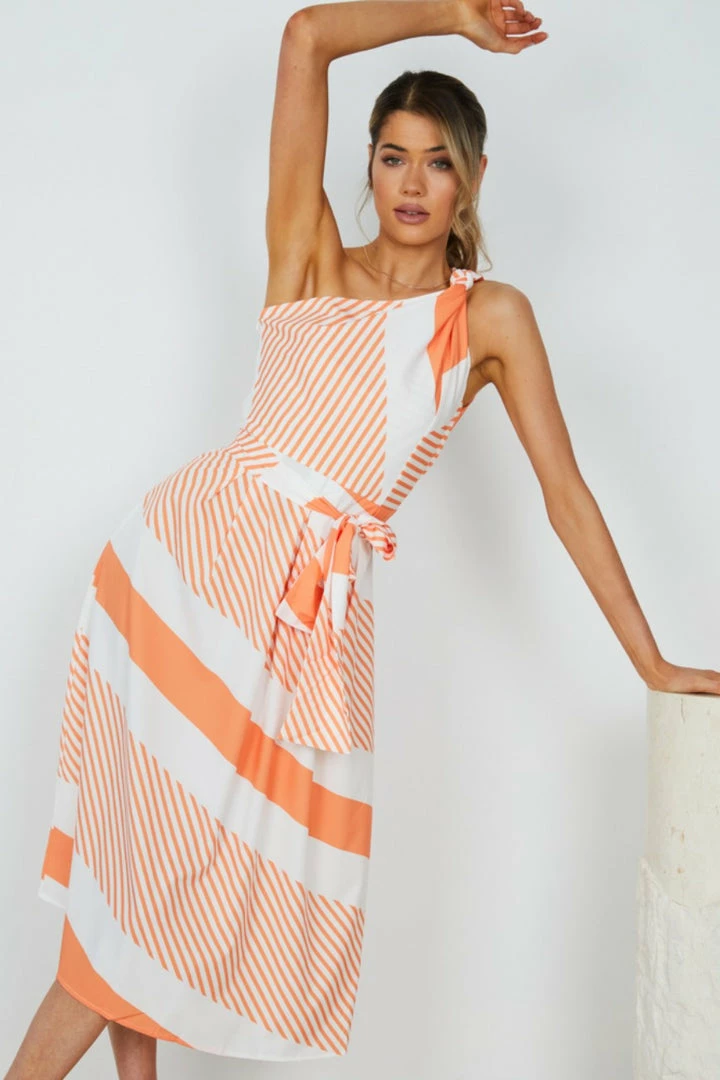 Reverse Dolores Dress - Orange Stripe CLOTHING 8 Reverse Dolores Dress - Orange Stripe CLOTHING