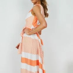 Reverse Dolores Dress - Orange Stripe CLOTHING 12 Reverse Dolores Dress - Orange Stripe CLOTHING