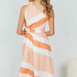 Reverse Dolores Dress - Orange Stripe CLOTHING 14 Reverse Dolores Dress - Orange Stripe CLOTHING