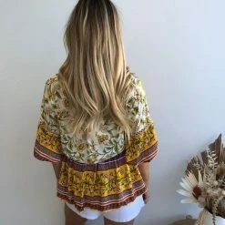 Pink Diamond Domo Top - Yellow Print