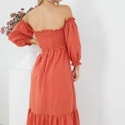 Style Box Donita Dress - Rust CLOTHING