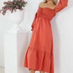 Style Box Donita Dress - Rust CLOTHING