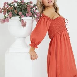 Style Box Donita Dress - Rust CLOTHING