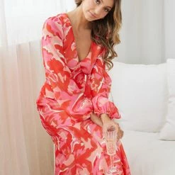 Wild Ginger CLOTHING Dorcas Dress - Pink Print 14 Wild Ginger CLOTHING Dorcas Dress - Pink Print