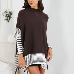 Miracle Fashion CLOTHING Doretta Knit - Coffee Stripe