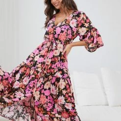 Label Of Love CLOTHING Eastyn Dress - Black Floral