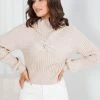 Pink Diamond Empress Knit Top - Beige