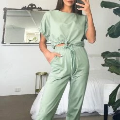 Evermore Fashion Ethna Pants - Sage CLOTHING