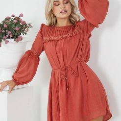 Rock Denim CLOTHING Ferrera Dress - Rust