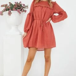 Rock Denim CLOTHING Ferrera Dress - Rust