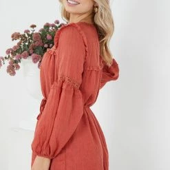 Rock Denim CLOTHING Ferrera Dress - Rust