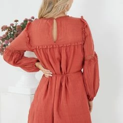 Rock Denim CLOTHING Ferrera Dress - Rust