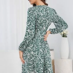 Miracle Fashion Fifity Dress - Green Print CLOTHING