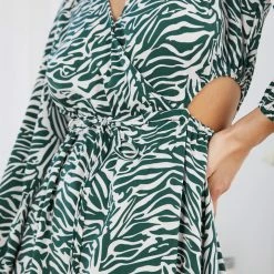 Miracle Fashion Fifity Dress - Green Print CLOTHING