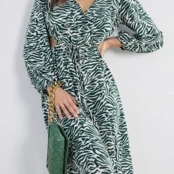 Miracle Fashion Fifity Dress - Green Print CLOTHING