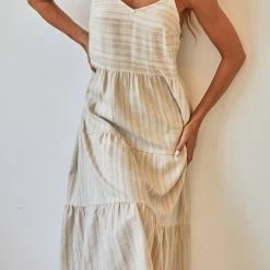 Style Box CLOTHING Filter Dress - Beige Stripe