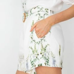 GDS Floella Belted Shorts - Green Print CLOTHING