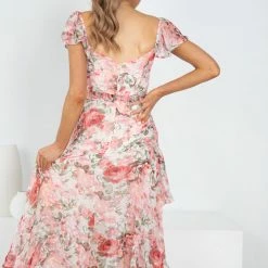 Style State Fluttering Dress - Pink Print CLOTHING