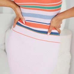 Style Box Freyna Knit Dress - Pink Stripe CLOTHING