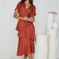 Spicy Sugar CLOTHING Gabbie Dress - Rust