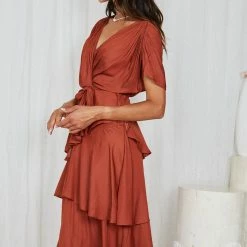 Spicy Sugar CLOTHING Gabbie Dress - Rust