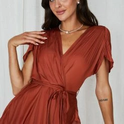 Spicy Sugar CLOTHING Gabbie Dress - Rust