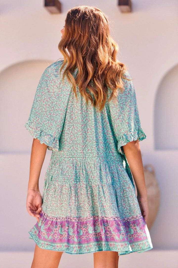 Jaase Gigi Mini Dress - Aqua Print 4 Jaase Gigi Mini Dress - Aqua Print