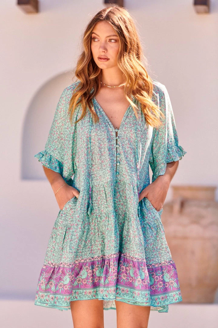 Jaase Gigi Mini Dress - Aqua Print 3 Jaase Gigi Mini Dress - Aqua Print