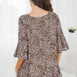 Miracle Fashion CLOTHING Ginessa Top - Beige Print