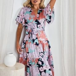 Ebby And I Given Dress - Orange Floral CLOTHING