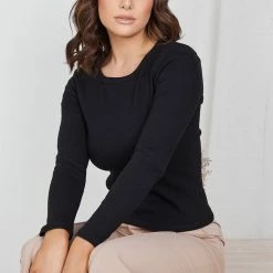 Miracle Fashion CLOTHING Glaycene Knit Top - Black