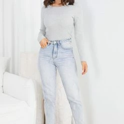 Miracle Fashion Glaycene Knit Top - Grey