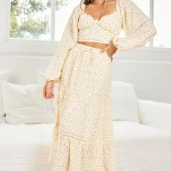 Into Fashion Gleci Skirt - Yellow Print CLOTHING