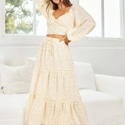 Into Fashion Gleci Skirt - Yellow Print CLOTHING