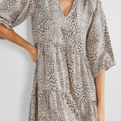 Miracle Fashion CLOTHING Greet Dress - Black Print