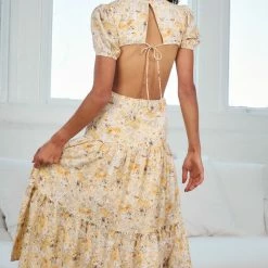 Evermore Fashion CLOTHING Gretel Dress - Yellow Floral