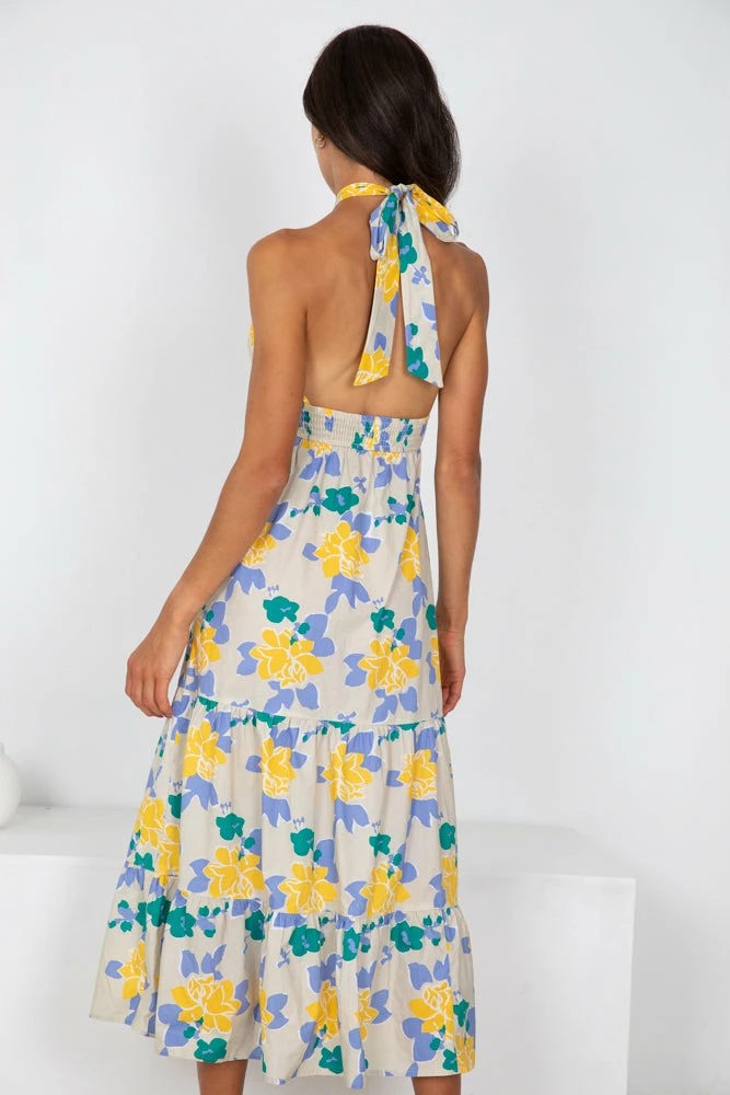 YH & Co (Chloe Yip) Hamlin Dress - Beige Floral 4 YH & Co (Chloe Yip) Hamlin Dress - Beige Floral