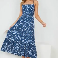 Rock Denim CLOTHING Harmonie Dress - Blue Spot