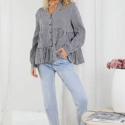 Miracle Fashion Harnette Top - Black Gingham
