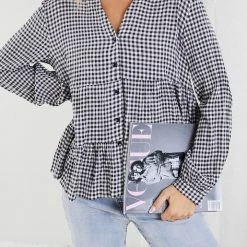 Miracle Fashion Harnette Top - Black Gingham
