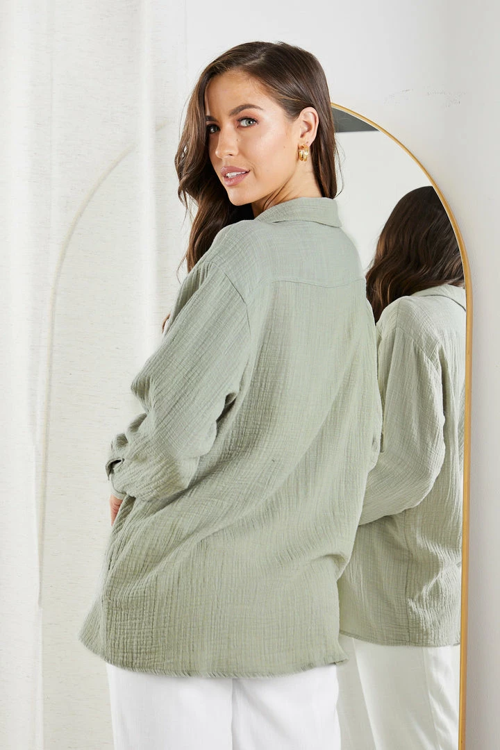Style Box CLOTHING Helenus Shirt - Sage 4 Style Box CLOTHING Helenus Shirt - Sage