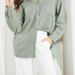 Style Box CLOTHING Helenus Shirt - Sage 12 Style Box CLOTHING Helenus Shirt - Sage