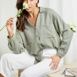 Style Box CLOTHING Helenus Shirt - Sage 14 Style Box CLOTHING Helenus Shirt - Sage