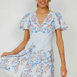 WeLove Fashion Hensley Dress - Blue Print CLOTHING
